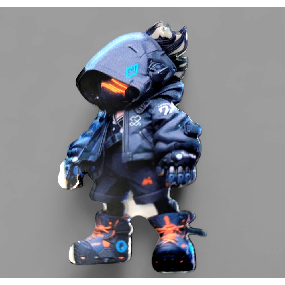 Cyberpunk Robot Astronaut Acrylic Pin Badge Brooch Chibi Blue Orange Kawaii New